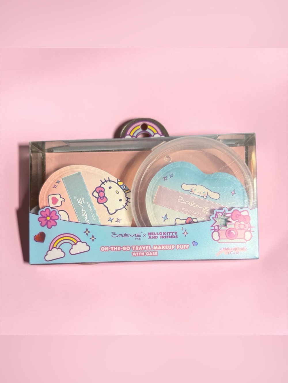 🏷️‼️5/$25🏷️‼️🩷THE CRÈME SHOP🩷Hello Kitty On-The-Go Makeup Puff w/Case/NIB